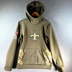 Nike Therma-Fit‎ New Orleans Saints Hoodie Boys XL Olive Green Salute To Service